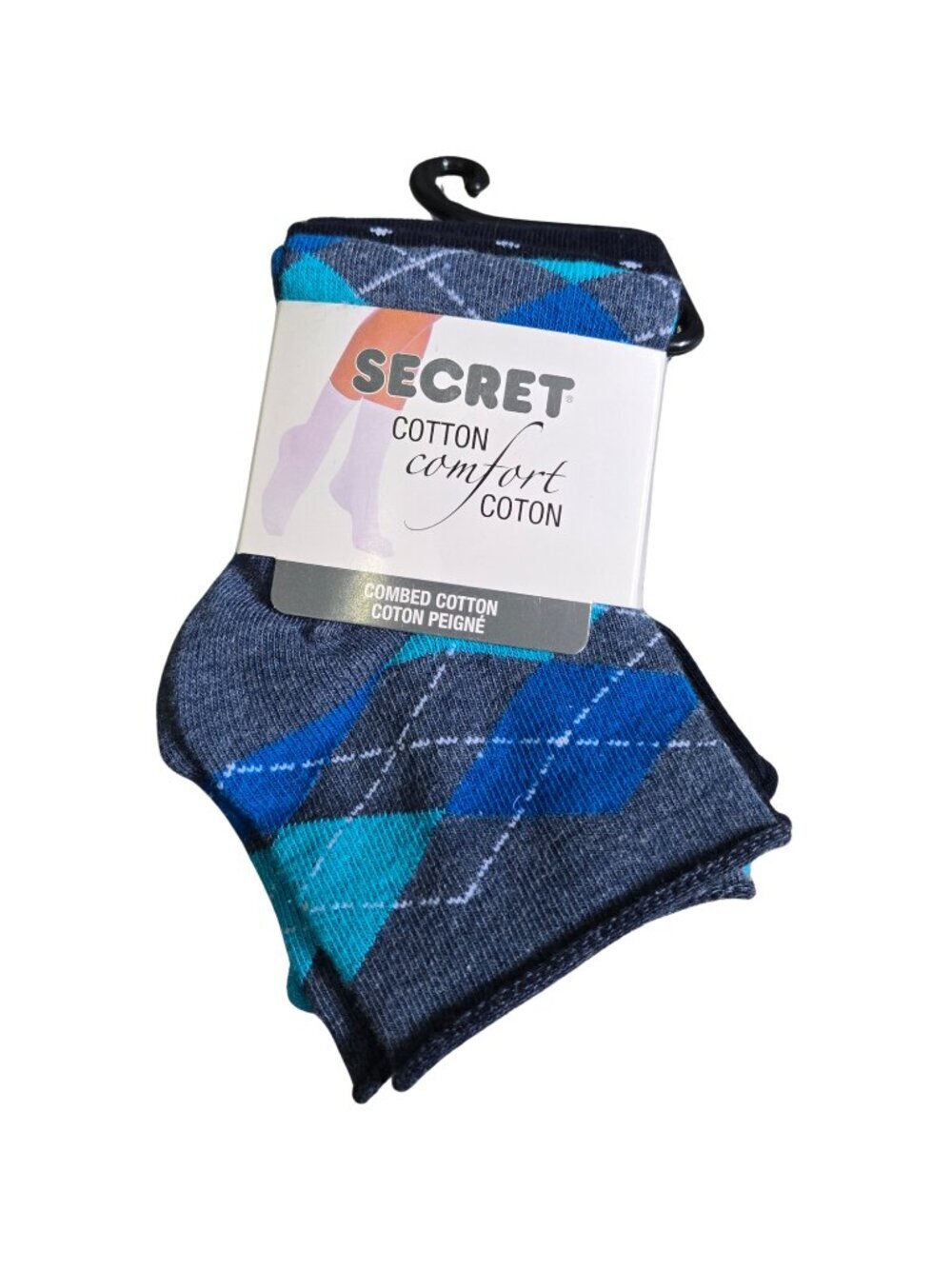 NWT | Secret by Gildan Cotton Comfort Argyle Solid Crew Socks 3-Pack 6-10
